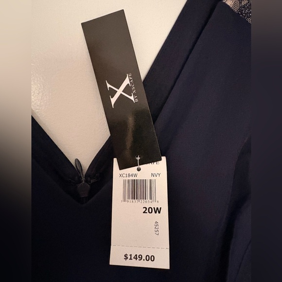 Xscape Asymmetrical Navy Dress. 20W - Picture 7 of 7